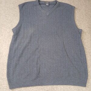 Dockers Mens Blue Cable‎ Knit V-Neck Sweater Vest Size Large Tall LT Acrylic